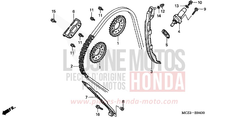 CAM CHAIN/TENSIONER for Hornet 900 MAT BULLET SILVER (NH389) from 2003
